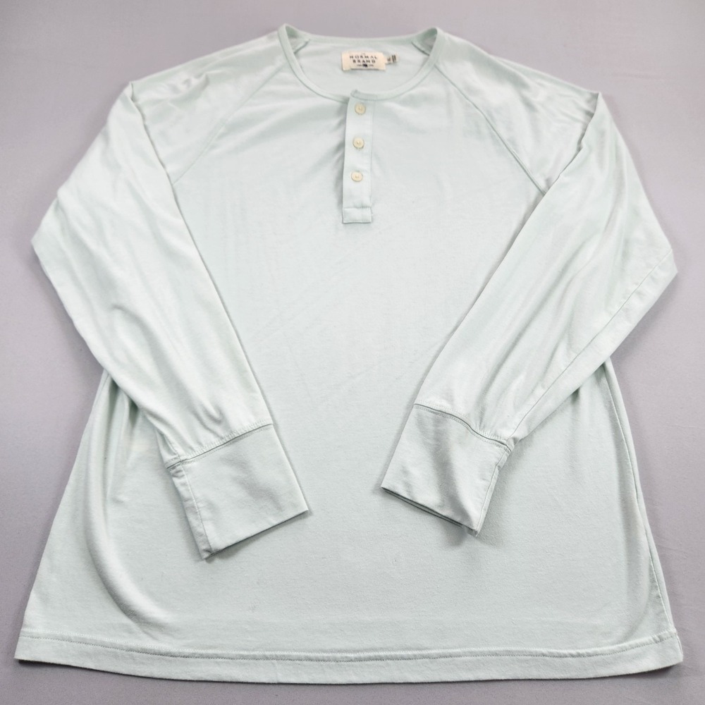 The Normal Brand Henley Shirt Mens XL Light Gray Long Sleeve Casual Comfort